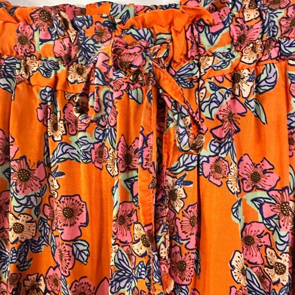 FRNCH Paris Orange Floral Midi Skirt Pockets Made in Italy M-L - Picture 4 of 6